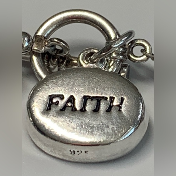 Silpada Rare Sterling Silver Sodalite Crystal FAITH Charm Toggle Clasp Bracelet - Picture 4 of 14